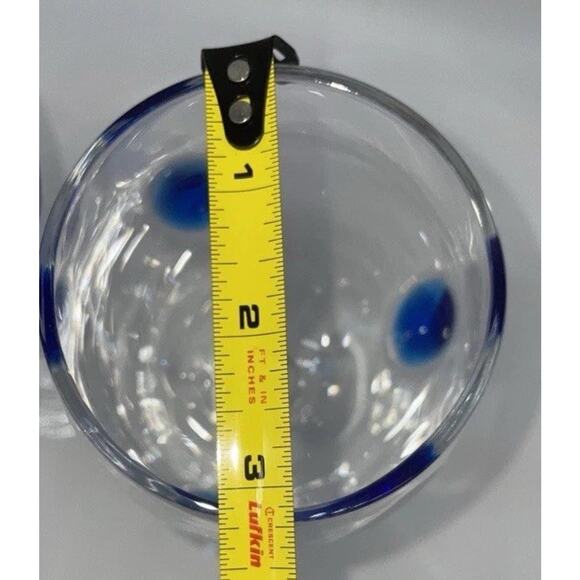 Stephen Kramer for Vietri Wine Glasses Italy Blue Swirl Dot Goblet 9.5”x3”& 8.5” - Picture 10 of 10